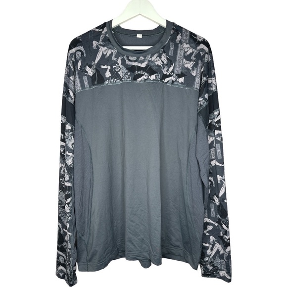 Lululemon Long Sleeve Top with Printed Contrast Sleeve Size XL - Picture 1 of 9